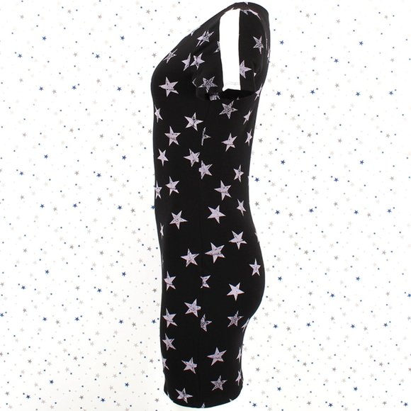 Star Print Bodycon Dress Black - Picture 3 of 8